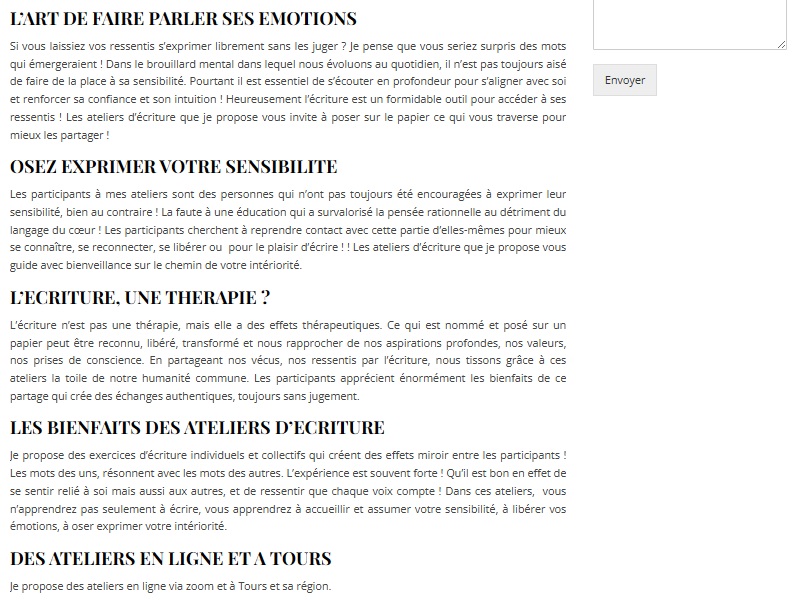 Page des ateliers des Cercles Papillons