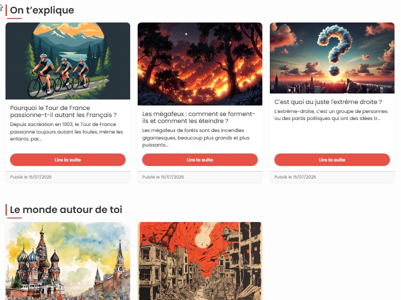 Conception d'un média pour les 10-12 ans - liste articles