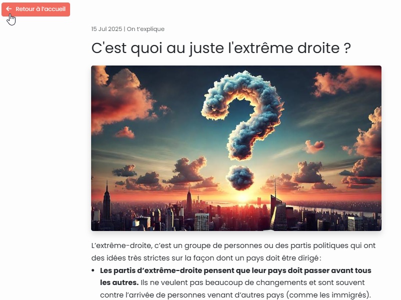 Conception d'un média pour les 10-12 ans - page article