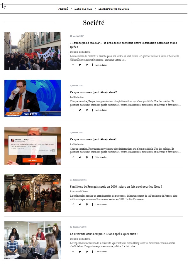 Page articles - Respect mag