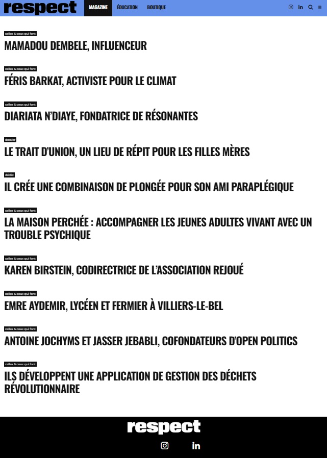 Page articles - respect